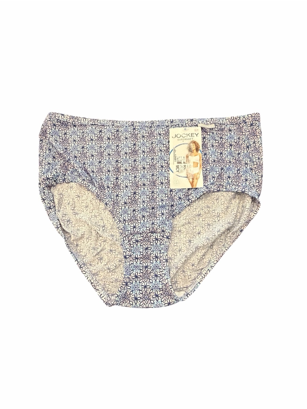 Jockey Women Soft & Comfy Brief Size 6 Medium Underwear Blue Florals NEW 1 Pk